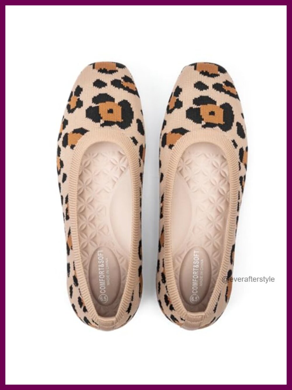 Square Toe Ballet Flats Slip On Washable Comfortable Knit Women's Shoes